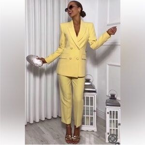 ZARA 2 PIECES MATCHING SET DOUBLE BREASTED BLAZER & HIGH WAIST ANKLE LENGTH PANT